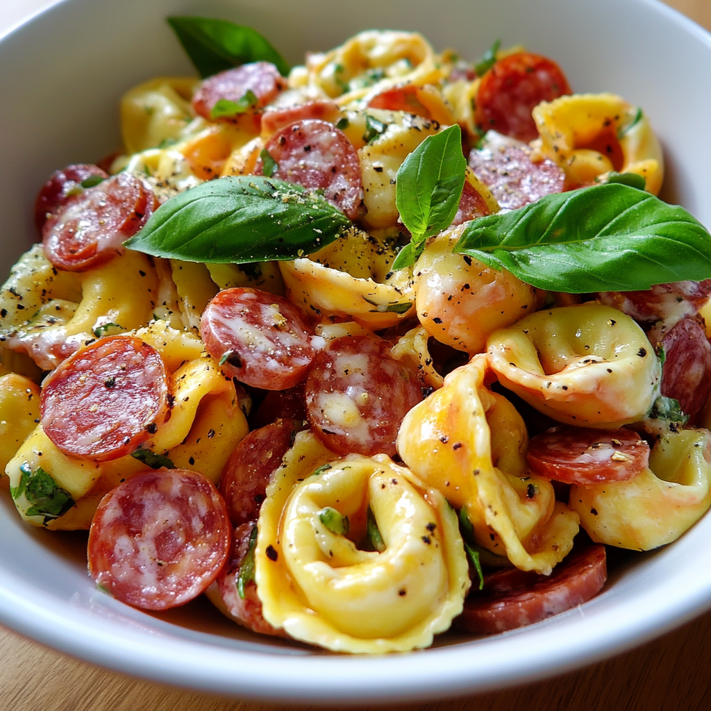 Italian Tortellini Pasta Salad with Salami and Mozzarella - 1 (2)