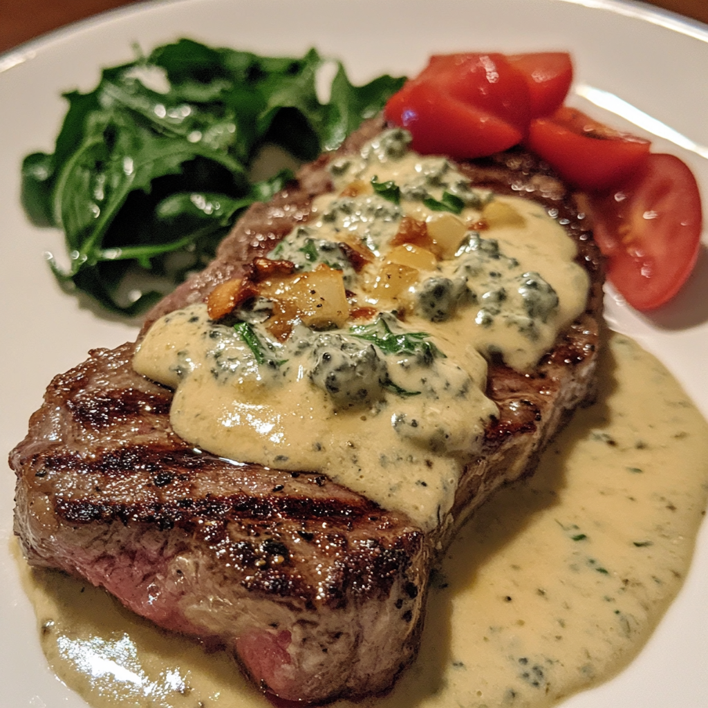 Pan-Seared New York Strip Steak with Gorgonzola Cream Sauce - 1 (1)